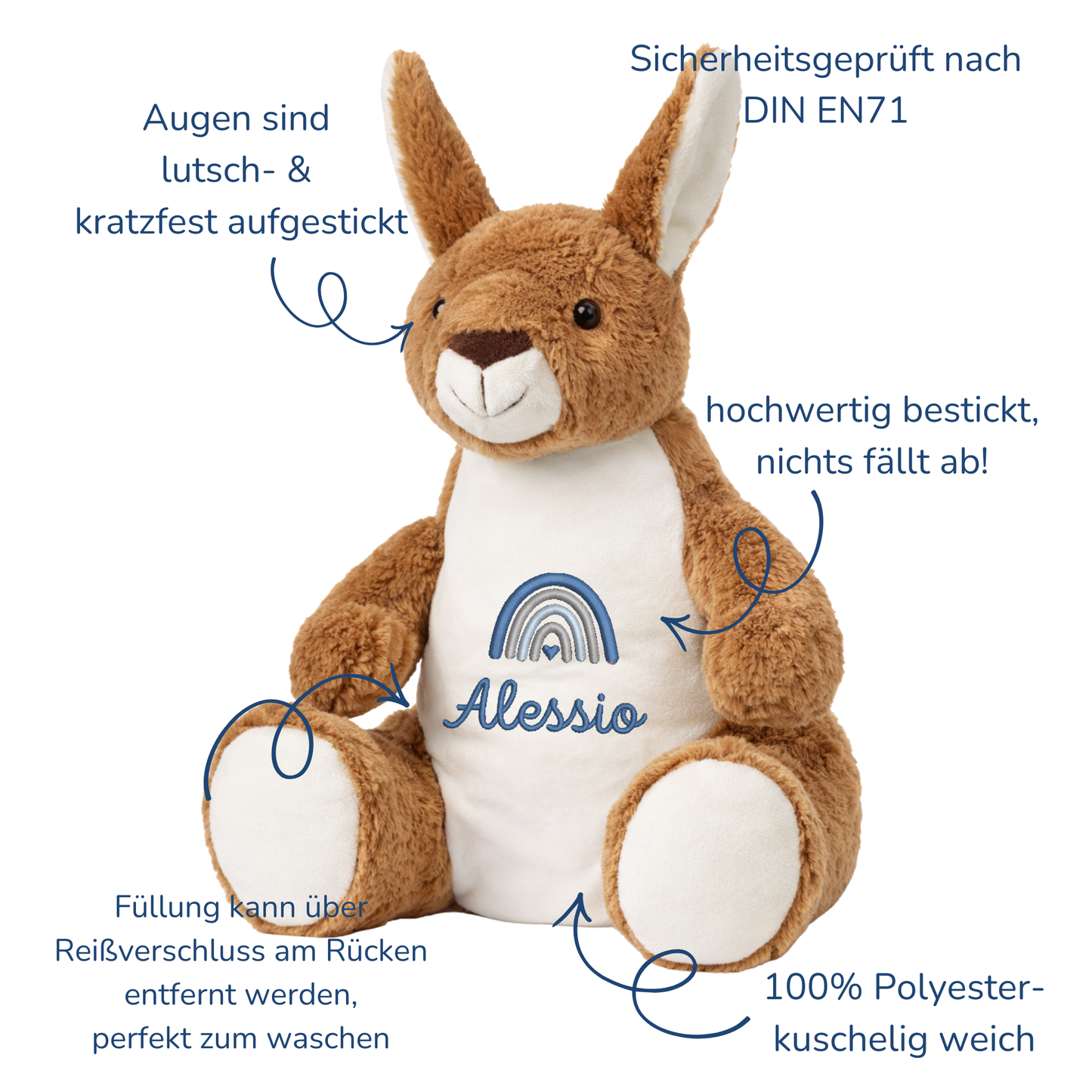 Känguruh mit Namen bestickt – Kuscheltier mit Name