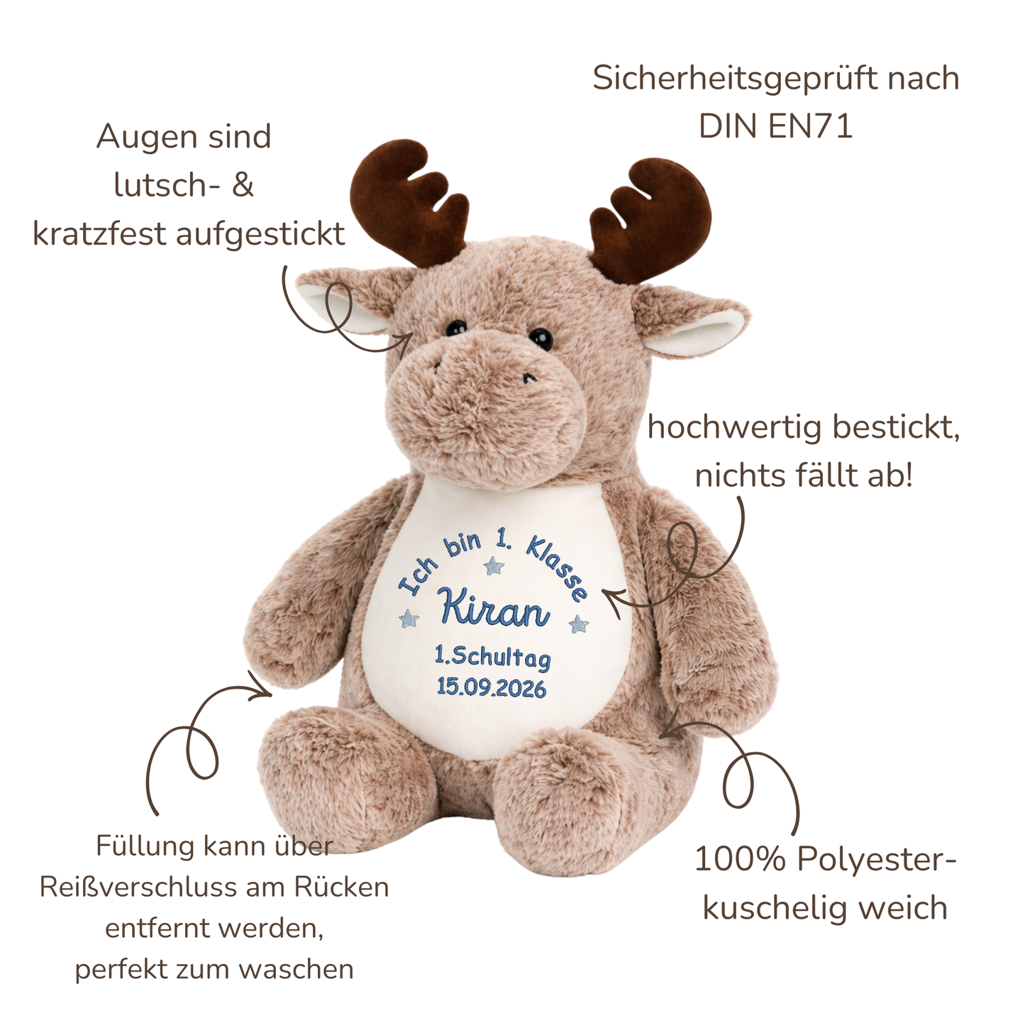 Kuscheltier Elch zur Einschulung – Liebevoller Begleiter mit persönlicher Note