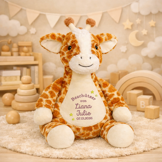 Beschützer Kuscheltier Giraffe – Liebevoll bestickt und personalisiert