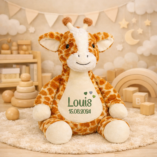 Giraffe mit Namen bestickt – Kuscheltier mit Name