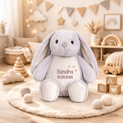 Kaninchen mit Namen bestickt – Kuscheltier mit Name