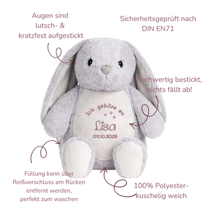 Beschützer Kuscheltier Kaninchen – Liebevoll bestickt und personalisiert