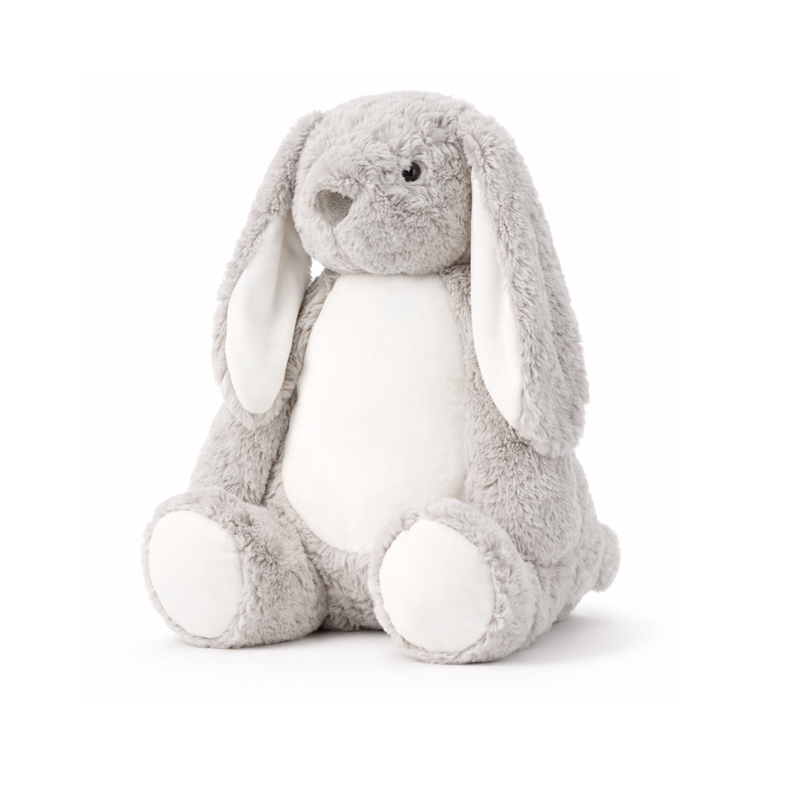 grauer Hase mit Namen bestickt – Kuscheltier mit Name