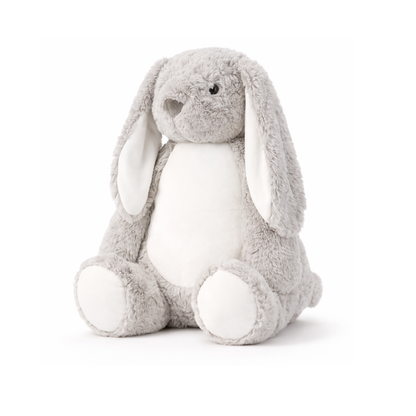 grauer Hase mit Namen bestickt – Kuscheltier mit Name