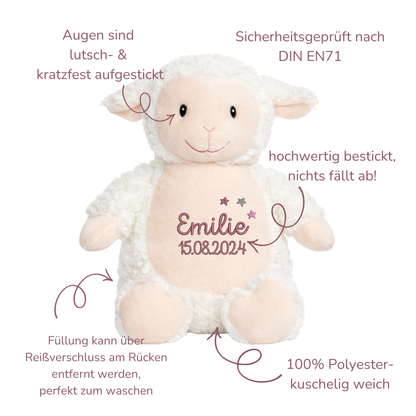 Lamm mit Namen bestickt – Kuscheltier mit Name