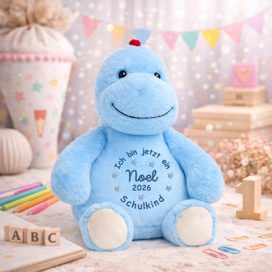Kuscheltier blauer Dino zur Einschulung – Liebevoller Begleiter mit persönlicher Note