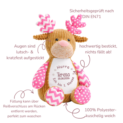 Kuscheltier rosa Elch zur Einschulung – Liebevoller Begleiter mit persönlicher Note