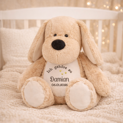 Beschützer Kuscheltier Hund – Liebevoll bestickt und personalisiert