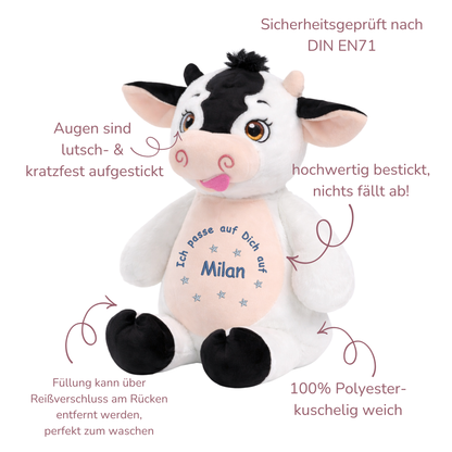 Beschützer Kuscheltier Kuh – Liebevoll bestickt und personalisiert