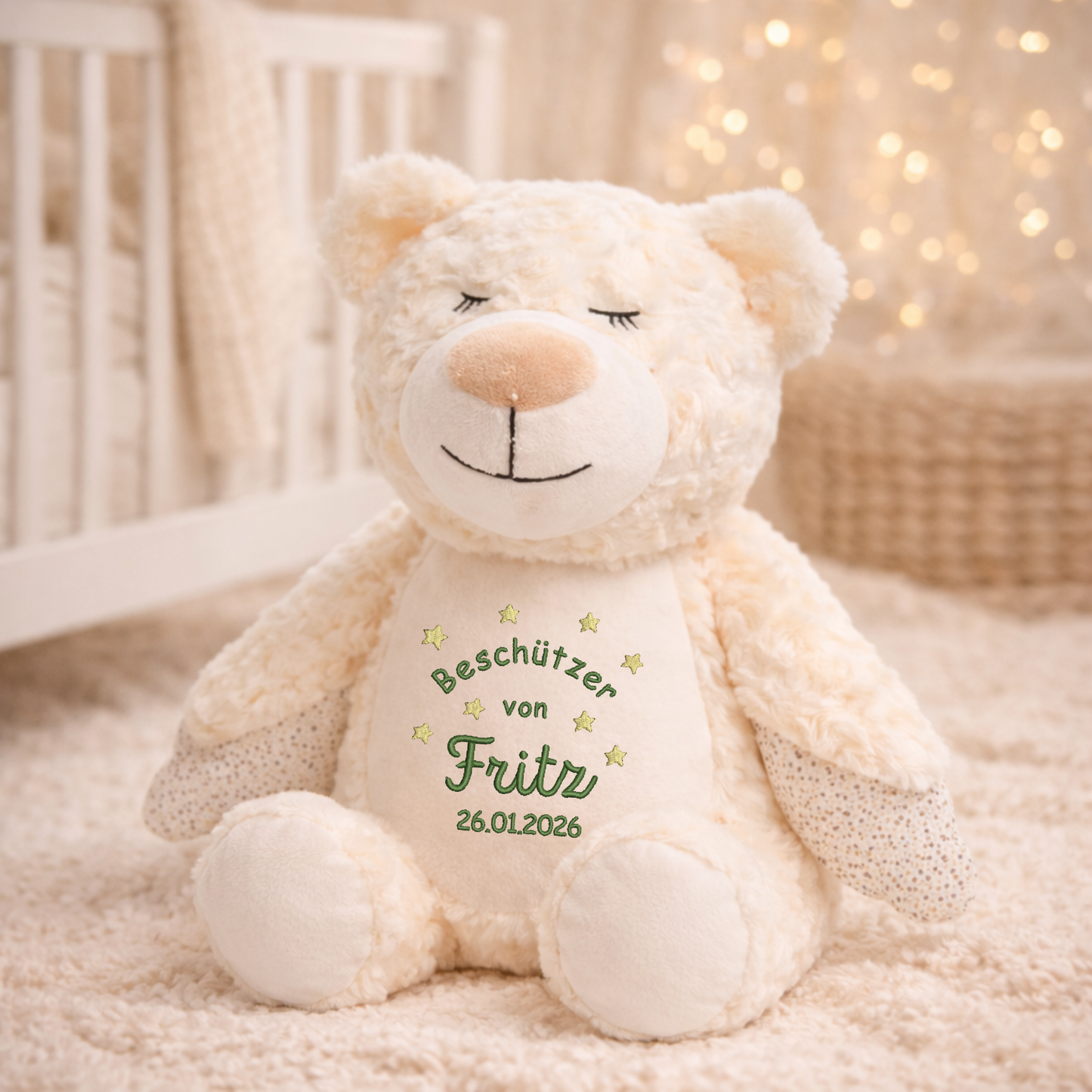 Beschützer Kuscheltier Schutzengel-Bär – Liebevoll bestickt und personalisiert