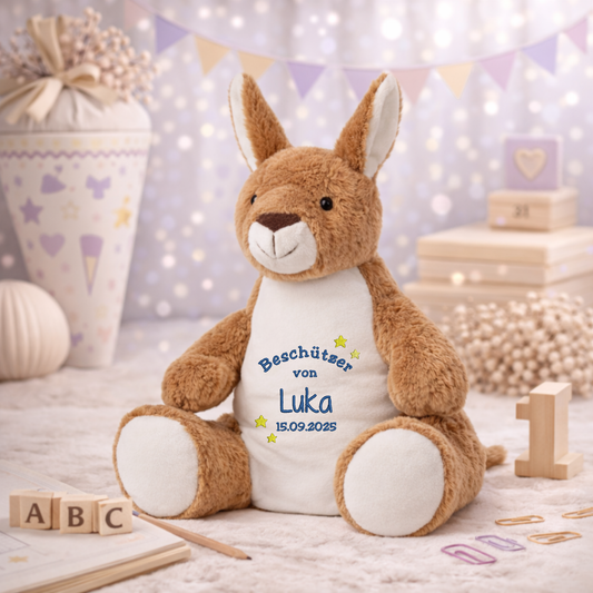 Beschützer Kuscheltier Känguruh – Liebevoll bestickt und personalisiert