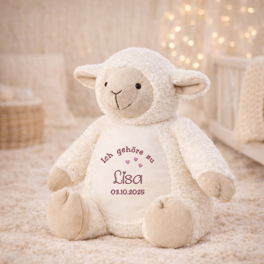 Beschützer Kuscheltier Schaf – Liebevoll bestickt und personalisiert