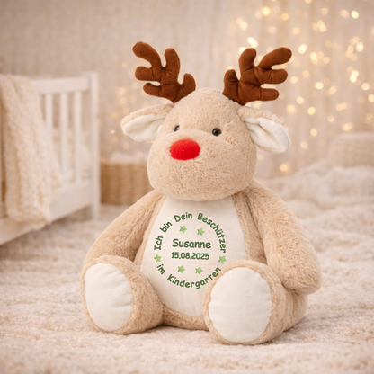 Personalisiertes Kuscheltier Reindeer zum Kindergartenstart – mit Name bestickt