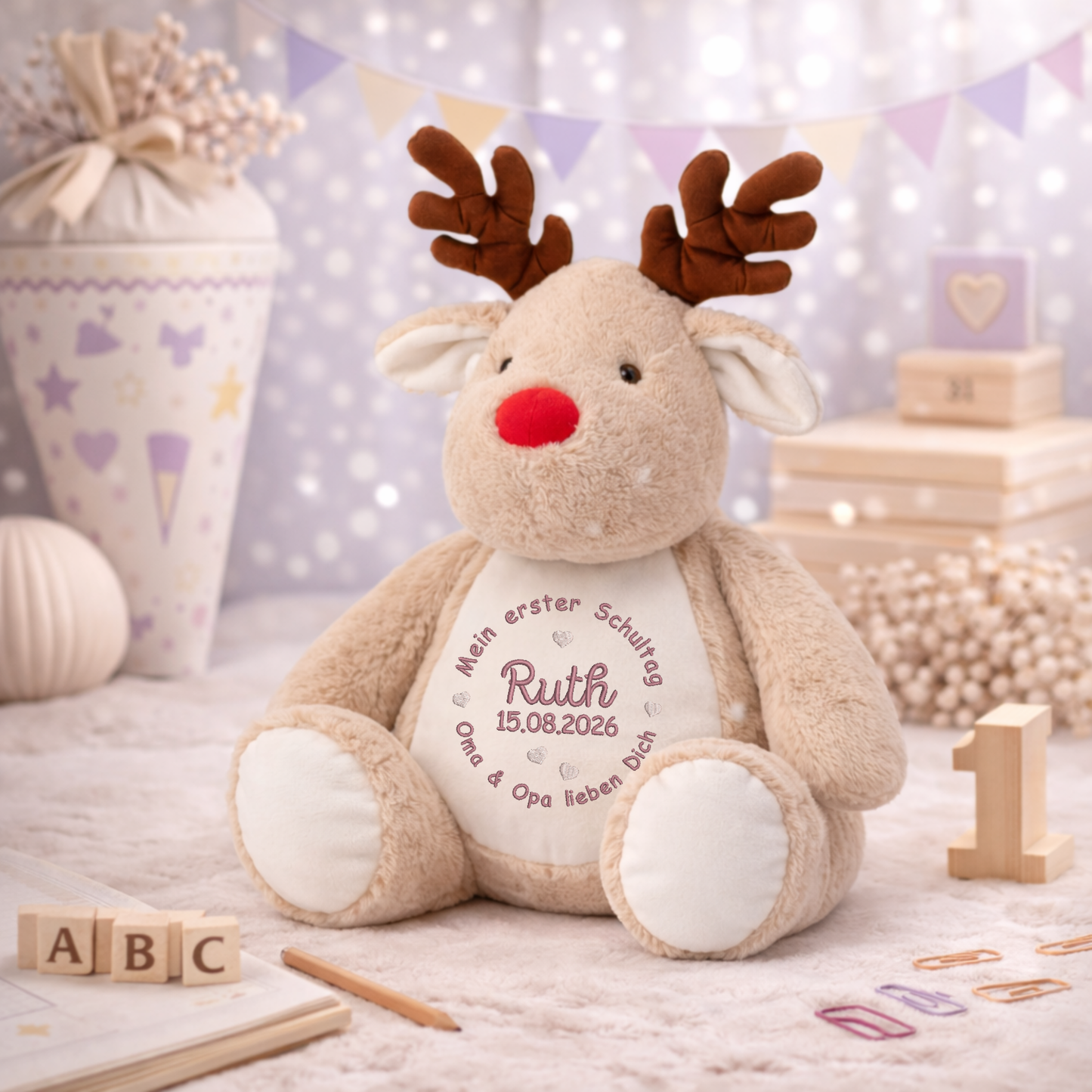 Kuscheltier Reindeer zur Einschulung – Liebevoller Begleiter mit persönlicher Note