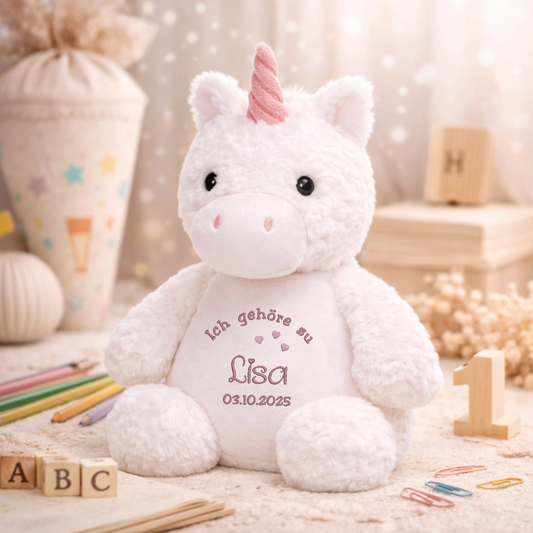 Beschützer Kuscheltier Einhorn – Liebevoll bestickt und personalisiert