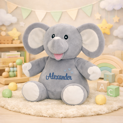 Elefant mit Namen bestickt – Kuscheltier mit Name