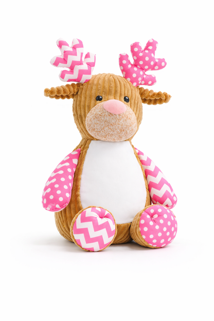Elch rosa mit Namen bestickt – Kuscheltier mit Name