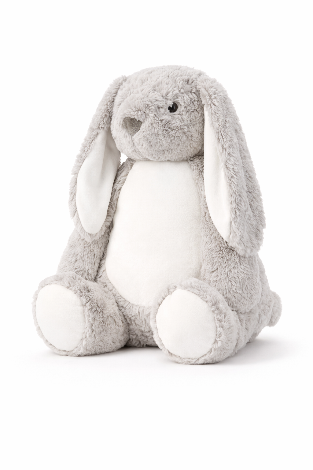 Personalisierter grauer Hase zur Geburt – Kuscheltier mit Namen & Geburtsdatum