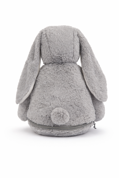 Personalisierter grauer Hase zur Geburt – Kuscheltier mit Namen & Geburtsdatum